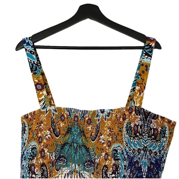 Anthropologie Multicoloured Print Patchwork Jumpsuit Flowy Pants Summer Cami - Picture 6 of 8